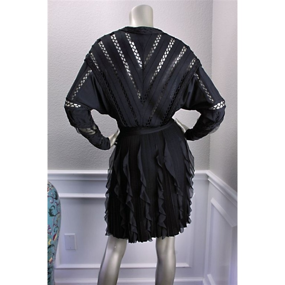 NWT GIVENCHY Black Sheer Lace Cutout Ruffle Stretchy Dress XS - Picture 5 of 7